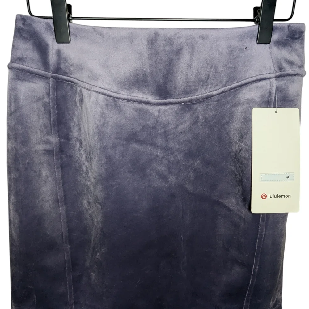 Lululemon Scuba High Rise Velvet Y2K Athleisure Mini Skirt Small Purple Gray NWT